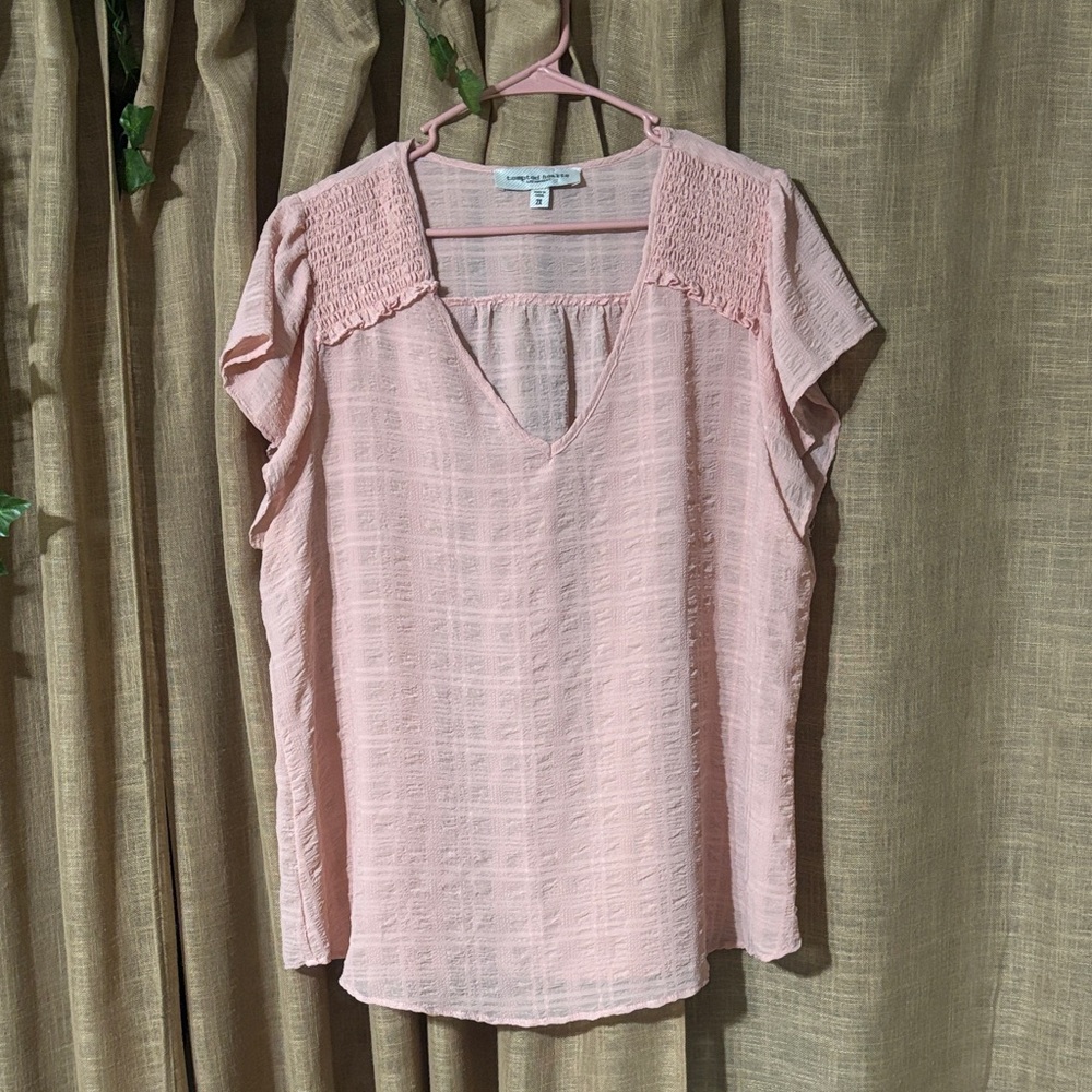 Knox Rose Blush Pink Textured Blouse